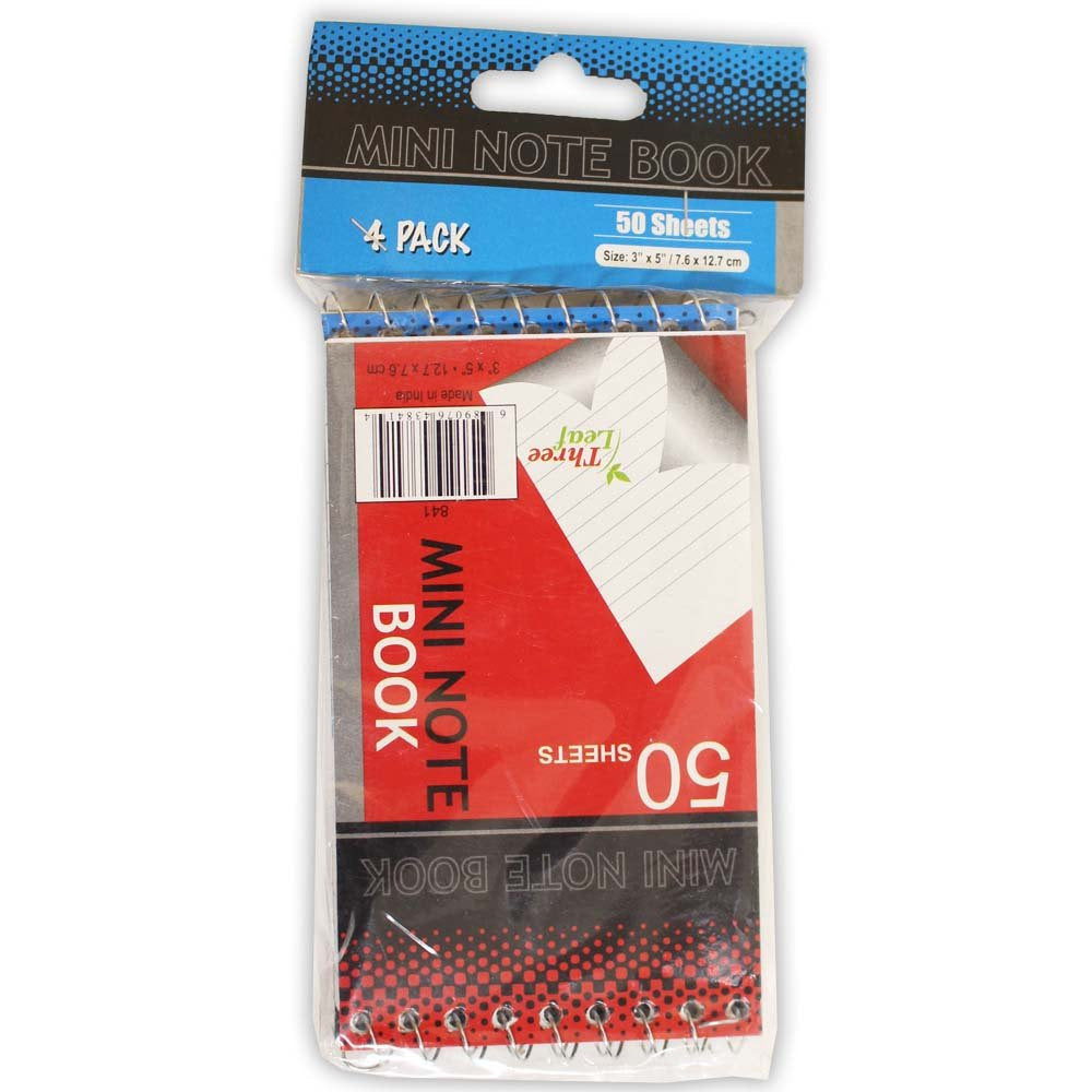 4 Pack Of Mini, 5 X 3 Inch, 50 Page Notebooks With Spiral Bound Tops (Pack of: 2) - HK-46868-Z02 - ToolUSA