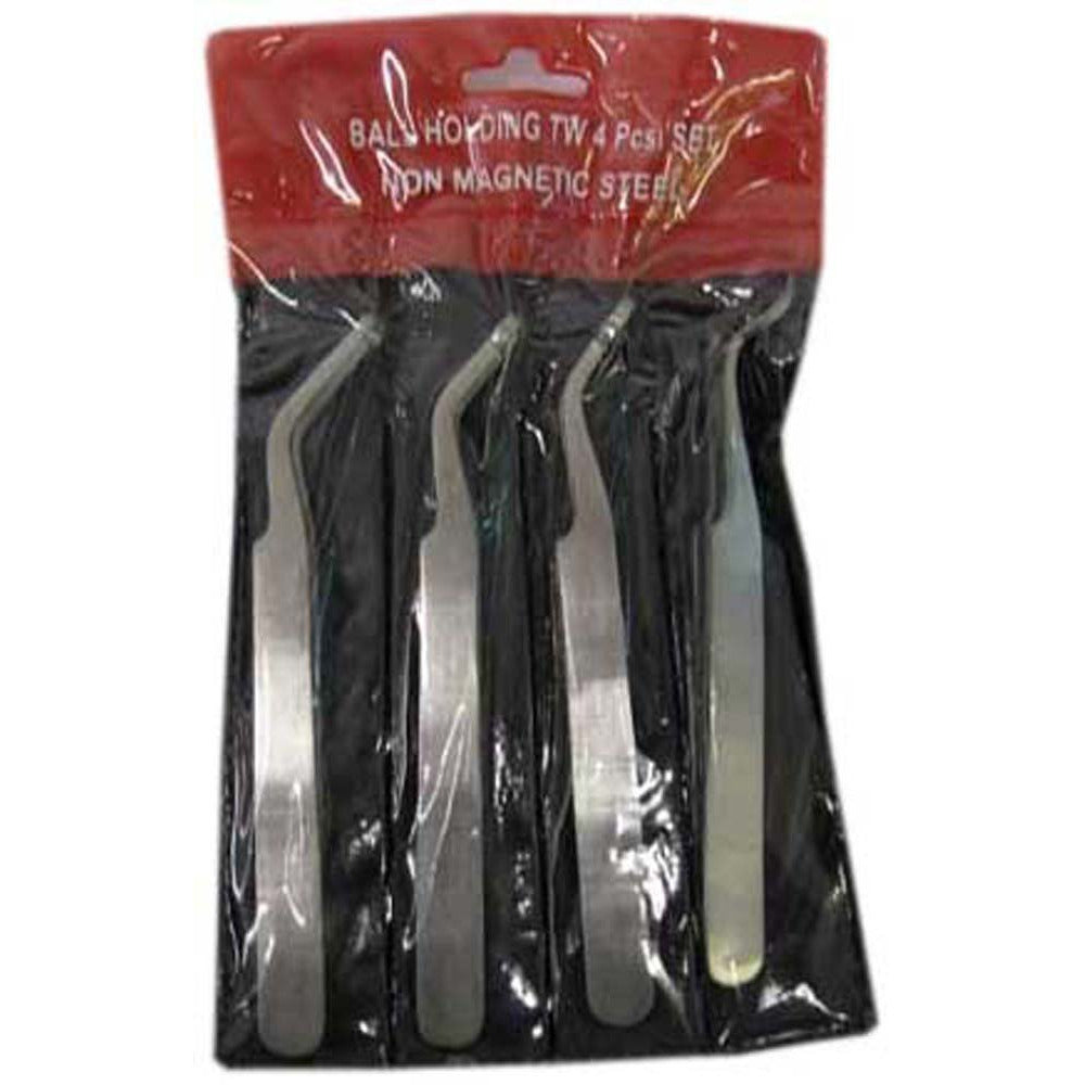 4 Piece Set Of Non-Magnetic Tweezers For Holding Round Shaped Objects - S89-08644 - ToolUSA