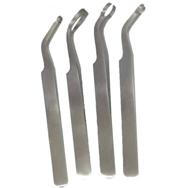 4 Piece Set Of Non-Magnetic Tweezers For Holding Round Shaped Objects - S89-08644 - ToolUSA