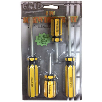 4 Piece Set of Slotted & Phillips Screwdrivers - PS304-YW - ToolUSA