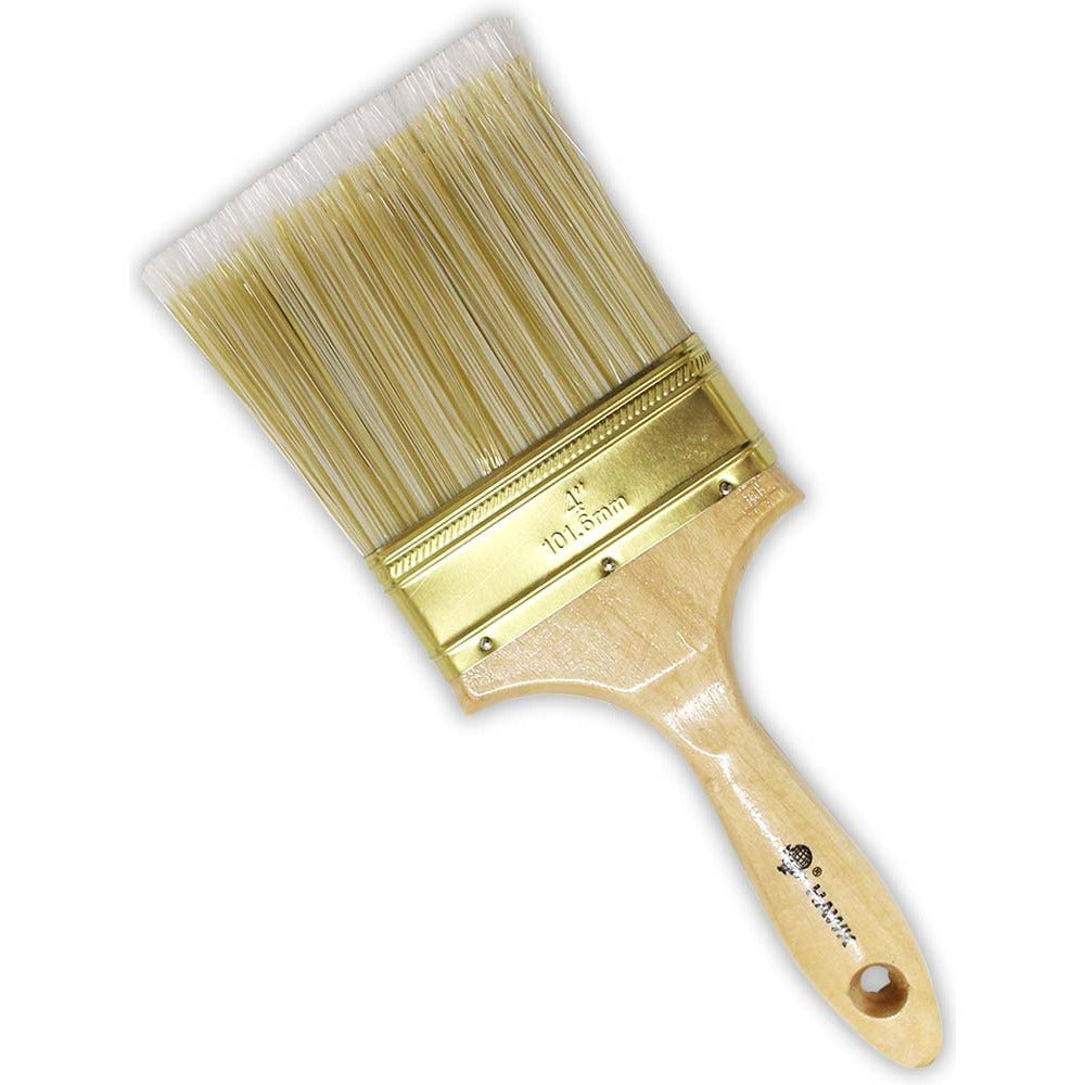 4 Wide Bristle Brush for House Painting, Varnish or Lacquer with Wooden Handle : ( Pack of 2 Brushes )