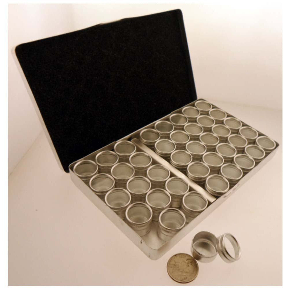 40 Pc. Aluminium Container Set - Clear Plastic Lids - 0.8" Diameter - TJ05-01640 - ToolUSA