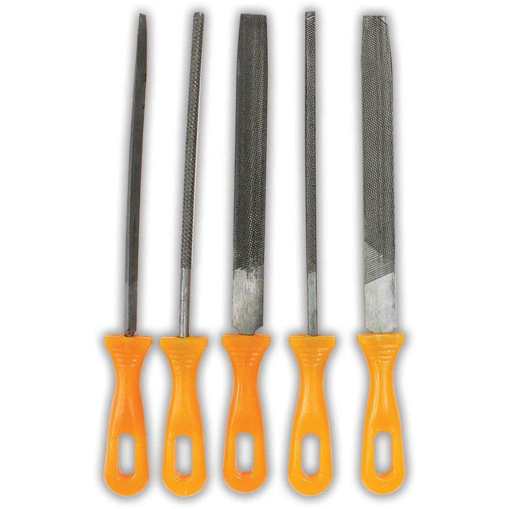 5 Piece File Set with Plastic Easy Grip Handles - ToolUSA