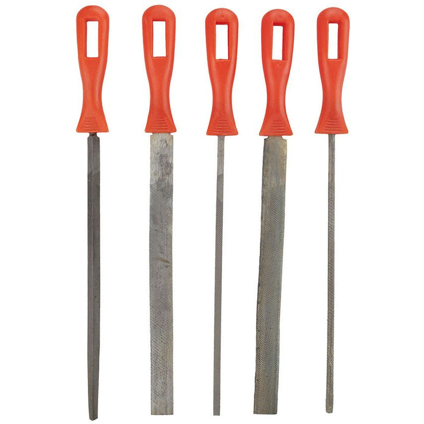 5 Piece File Set with Plastic Easy Grip Handles - ToolUSA