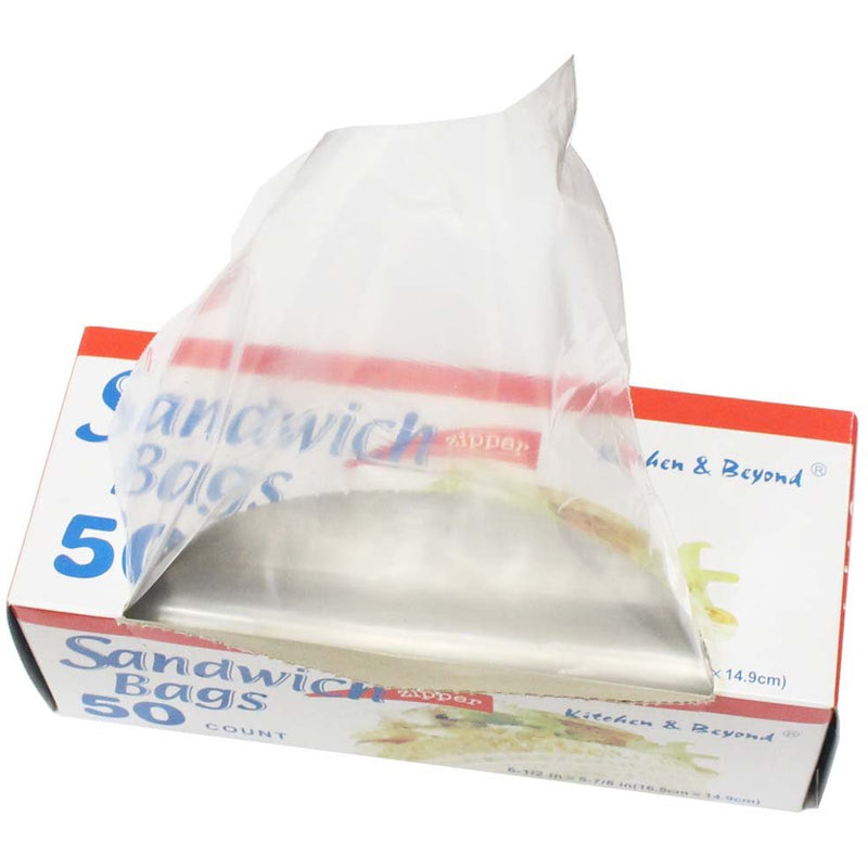 50 Count Clear Plastic Zipper Top Sandwich Bags (Pack of: 2) - D3-SAND-Z050-Z02 - ToolUSA