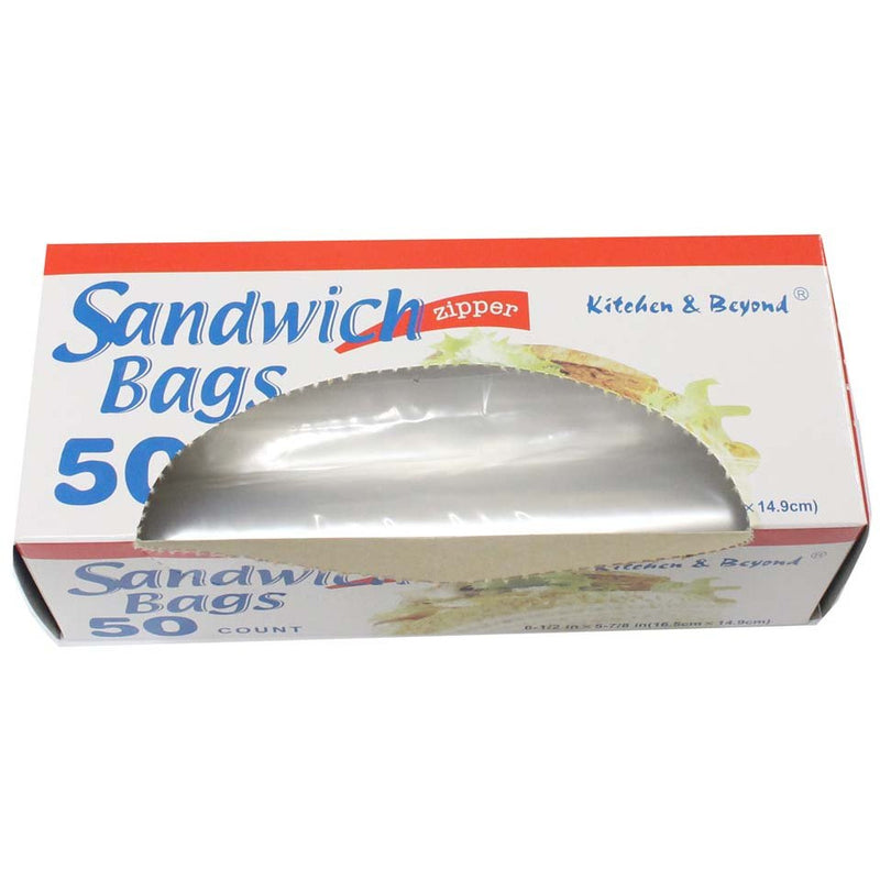 50 Count Clear Plastic Zipper Top Sandwich Bags (Pack of: 2) - D3-SAND-Z050-Z02 - ToolUSA