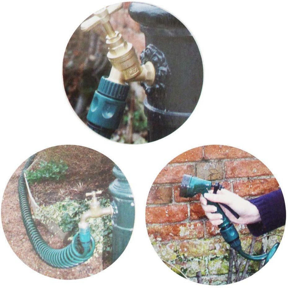 50 Foot Auto Coil Water Hose With Multi Head Spray Attachment - GT-COIL-50BX - ToolUSA