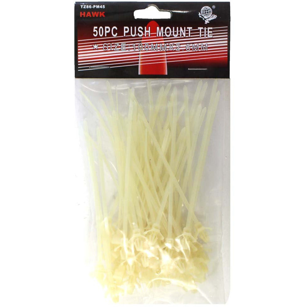 50 Piece 4 Inch Push-Mount Cable Ties - TZ03-98685 - ToolUSA
