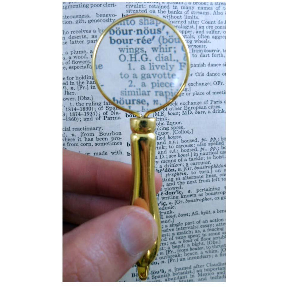 5X Power Magnifier, 1.25" Glass Lens, Tiny Handheld Magnifier With Golden Frame & Handle (Pack of: 1) - MG-01501 - ToolUSA