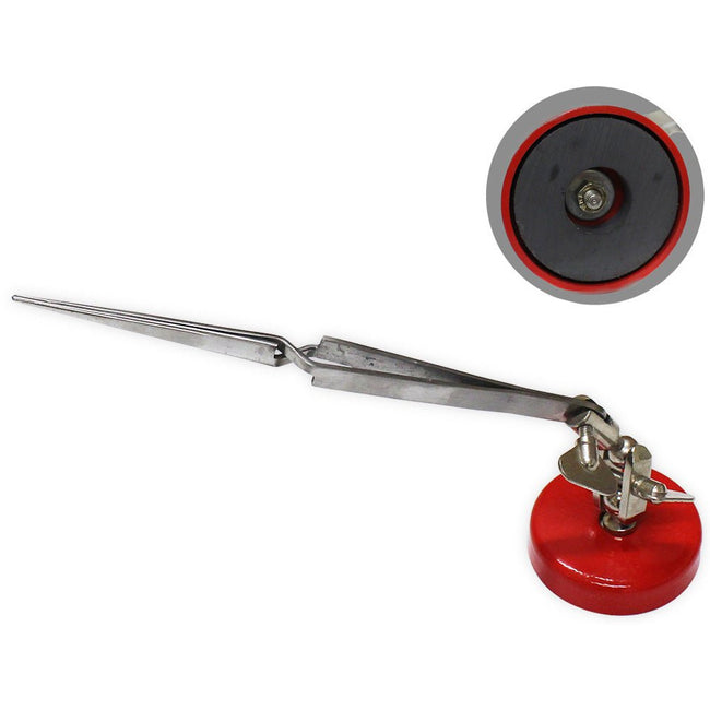 6 Inch Helping Hand Style Locking Tweezers - 2 Swivels & Magnetic Base - TJ1100-MAG - ToolUSA