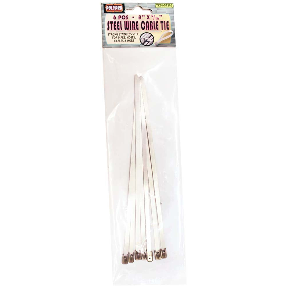6 Piece 8 Inch Steel Wire Cable Tie Down Set - TZ03-98683 - ToolUSA