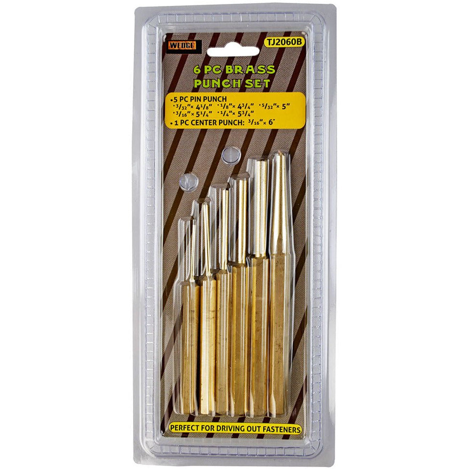 6 Piece Brass Punch Set - TJ01-92060 - ToolUSA