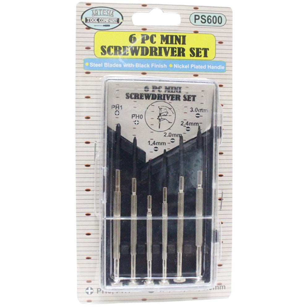 6 Piece Precision Screwdriver Set in a Plastic Case - PS-00600 - ToolUSA