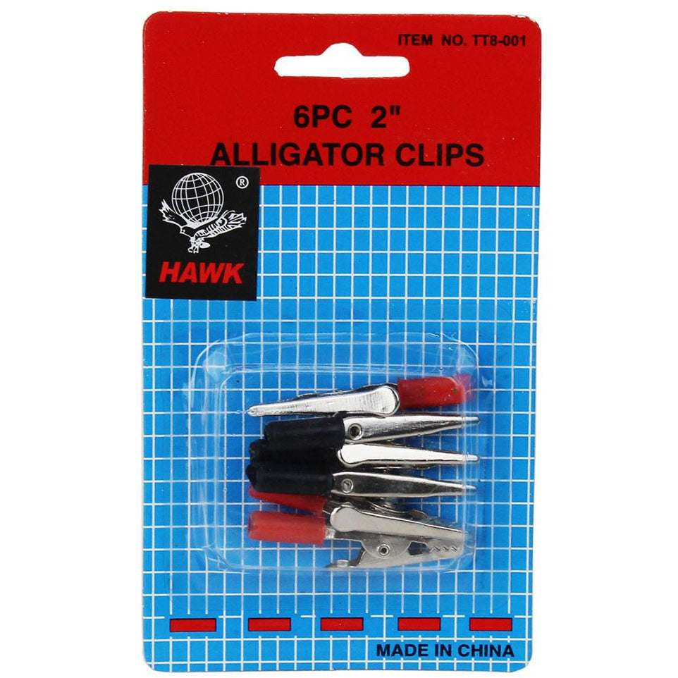6 Piece Set Of 2 Inch Alligator Clips-3 In Black And 3 In Red Handles - TE-07232 - ToolUSA