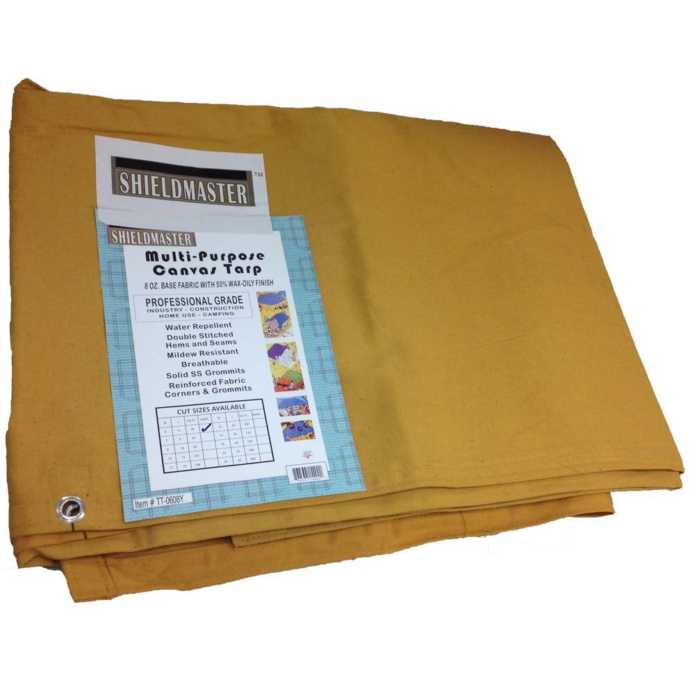 linen tarp 6 x 8 Foot Yellow Canvas Water Repellent Tarp