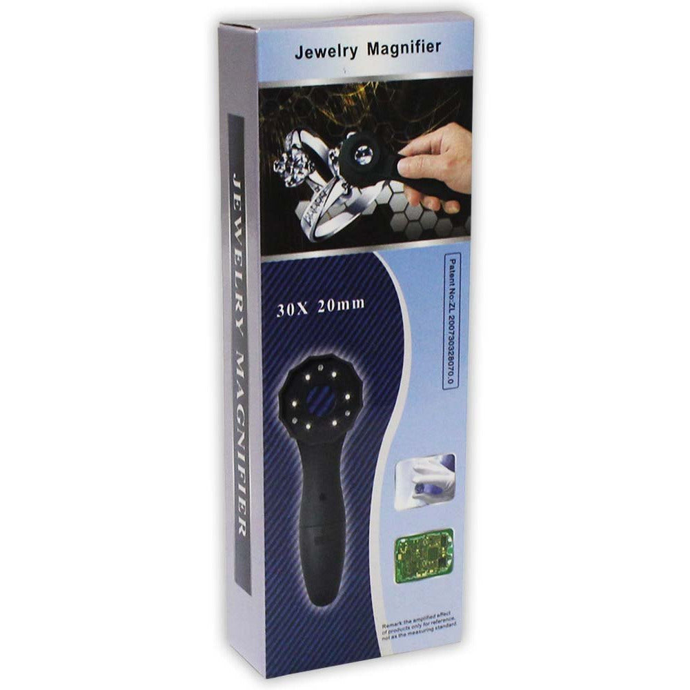 6.25 Inch Black Jeweler's LED Magnifier with 30X Power and 20MM Lens - MG-002720 - ToolUSA