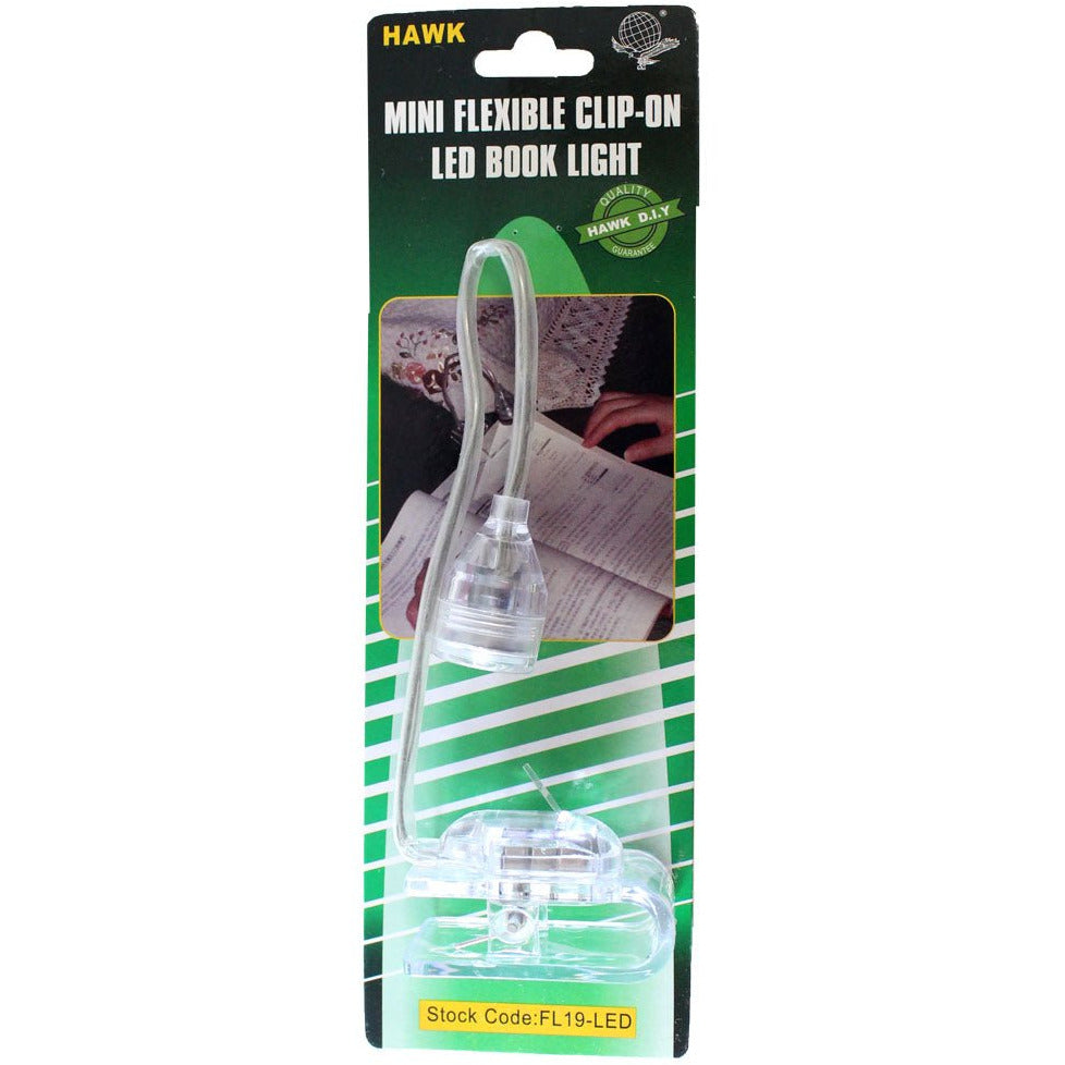 7 Inch Flexible Neck Mini Reading Light with Clear Acrylic Clip - FL-50019 - ToolUSA