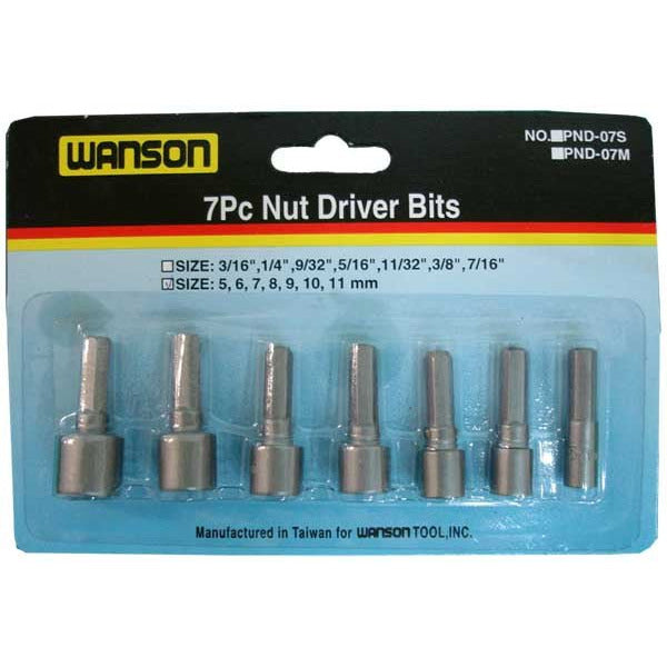 7 Piece Power Nut Driver Bit Sets - Metric: TU-FR-8218 - TU-FR-8218 - ToolUSA