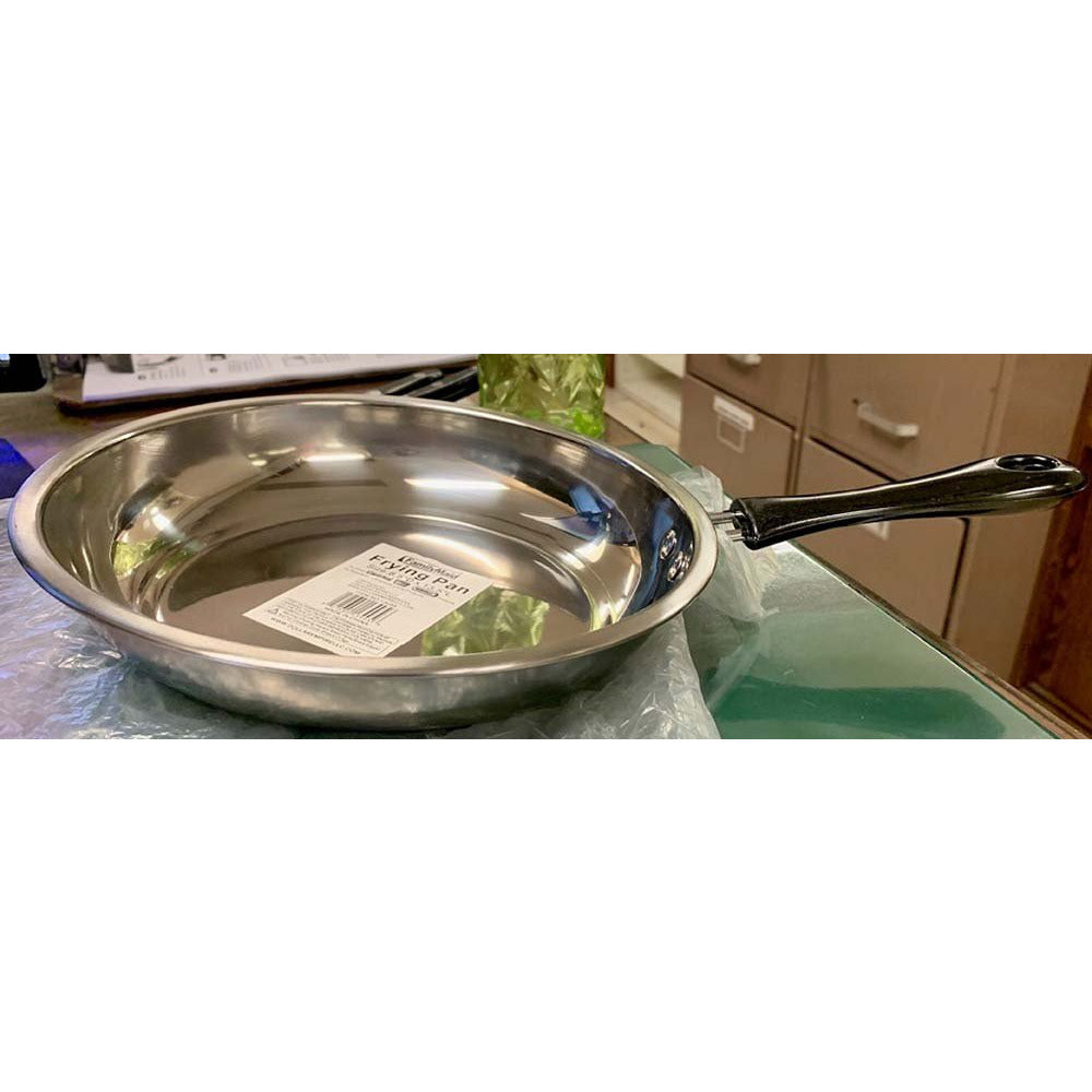 8-1/2 Inch Diameter Stainless Steel Frying Pan With Sturdy Plastic Handle - UFP-85-YDE - ToolUSA