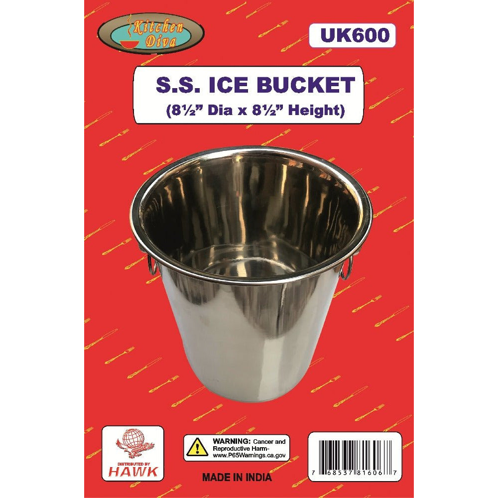 8-1/2 X 8-1/2 Inch Stainless Steel Ice Bucket With Rings On The Sides - U-81606 - ToolUSA