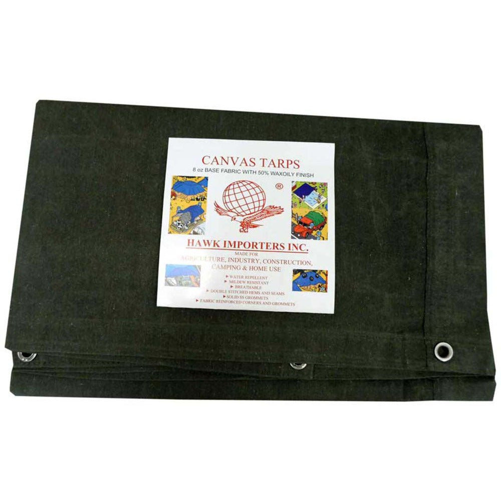 8 Feet x 10 Feet Heavy Duty Green Canvas Tarp (Pack of: 1) - TT0810G - ToolUSA