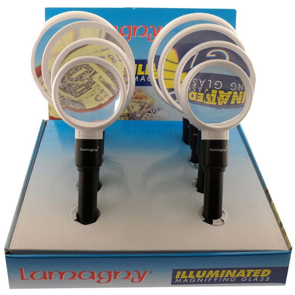 8 Piece Magnifier Display in 2, 2.5, 3, and 3.5" Sizes With 2.5X And 5X, Or 2X And 4" Power - MP-28275 - ToolUSA