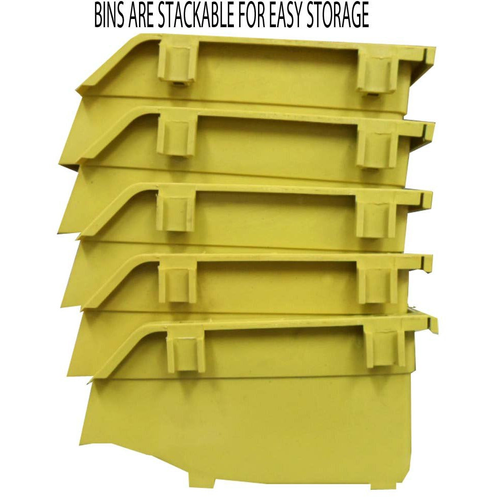 8.5" x 5.75" x 4.5" Yellow Polyproplyene Stackable Bin With Easy Access Sloped Front (Pack of: 5) - MJ-73279-Z05 - ToolUSA