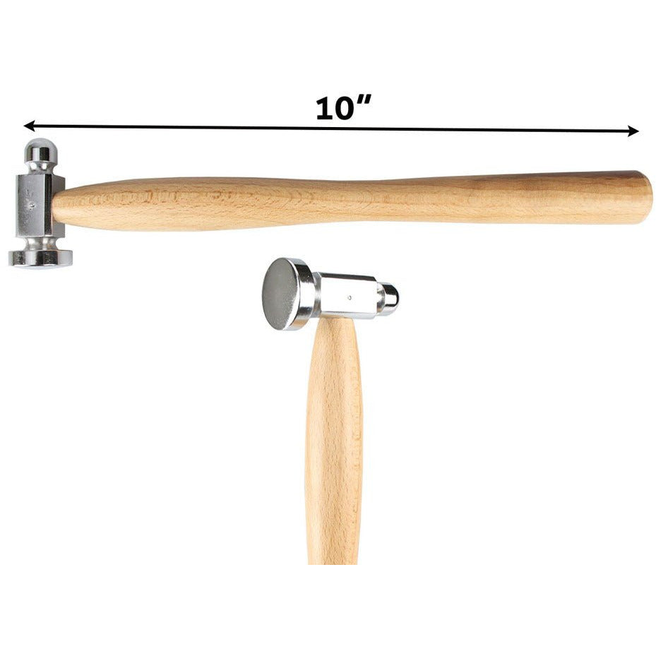9-3/4 Inch Dome Head Chasing Hammer With 1 Inch Striking Surface And Wooden Handle - PH-00253 - ToolUSA