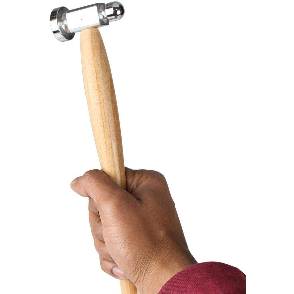 9-3/4 Inch Dome Head Chasing Hammer With 1 Inch Striking Surface And Wooden Handle - PH-00253 - ToolUSA