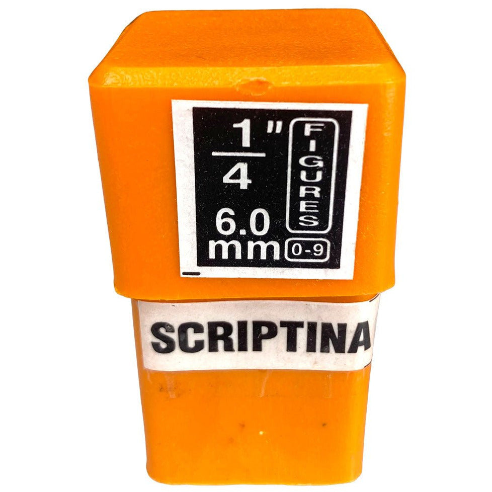 9 Pc. Hardened Steel Number Punch Set In Fancy "scriptina" Design, 1/4" Size - TJ-30896 - ToolUSA