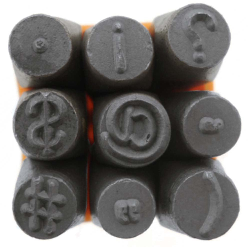 9 Pc. Hardened Steel Punctuation Mark Punch Set In 1/4" Size - TJ-30884 - ToolUSA