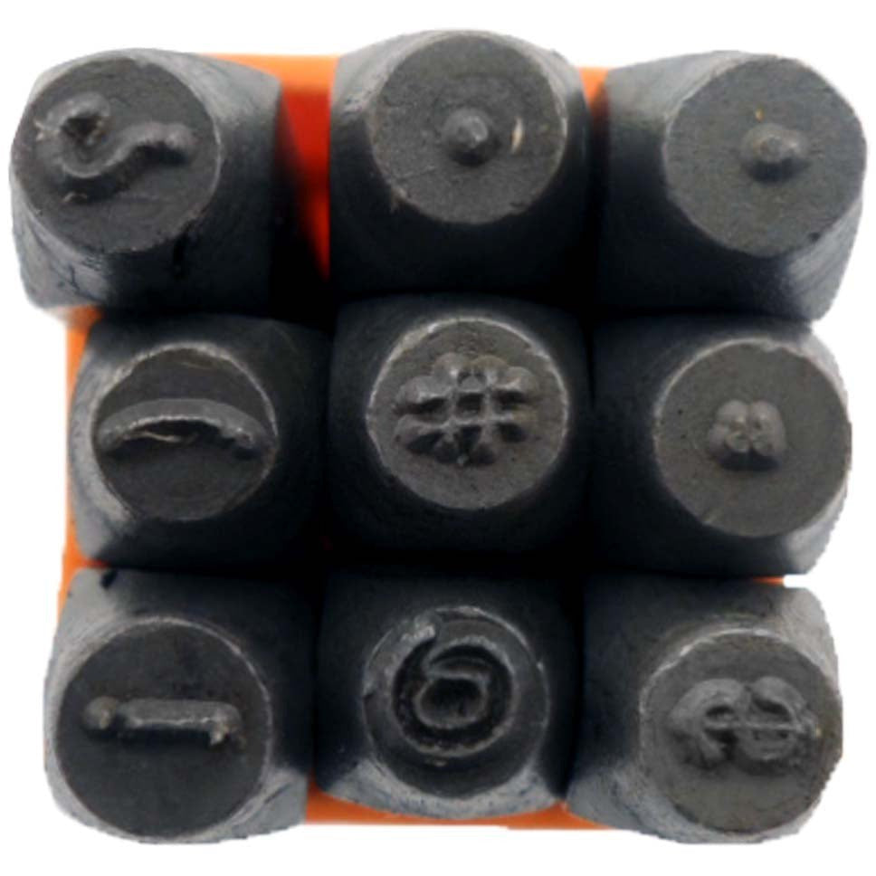9 Pc. Hardened Steel Punctuation Mark Punch Set In 1/8" Size - TJ-30887 - ToolUSA