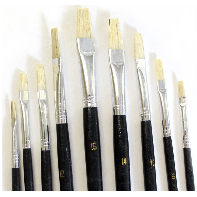 9 Piece Artist's Flat Brush Set, Sizes 0 - 16 (Pack of: 2) - TZ63-06330-Z02 - ToolUSA