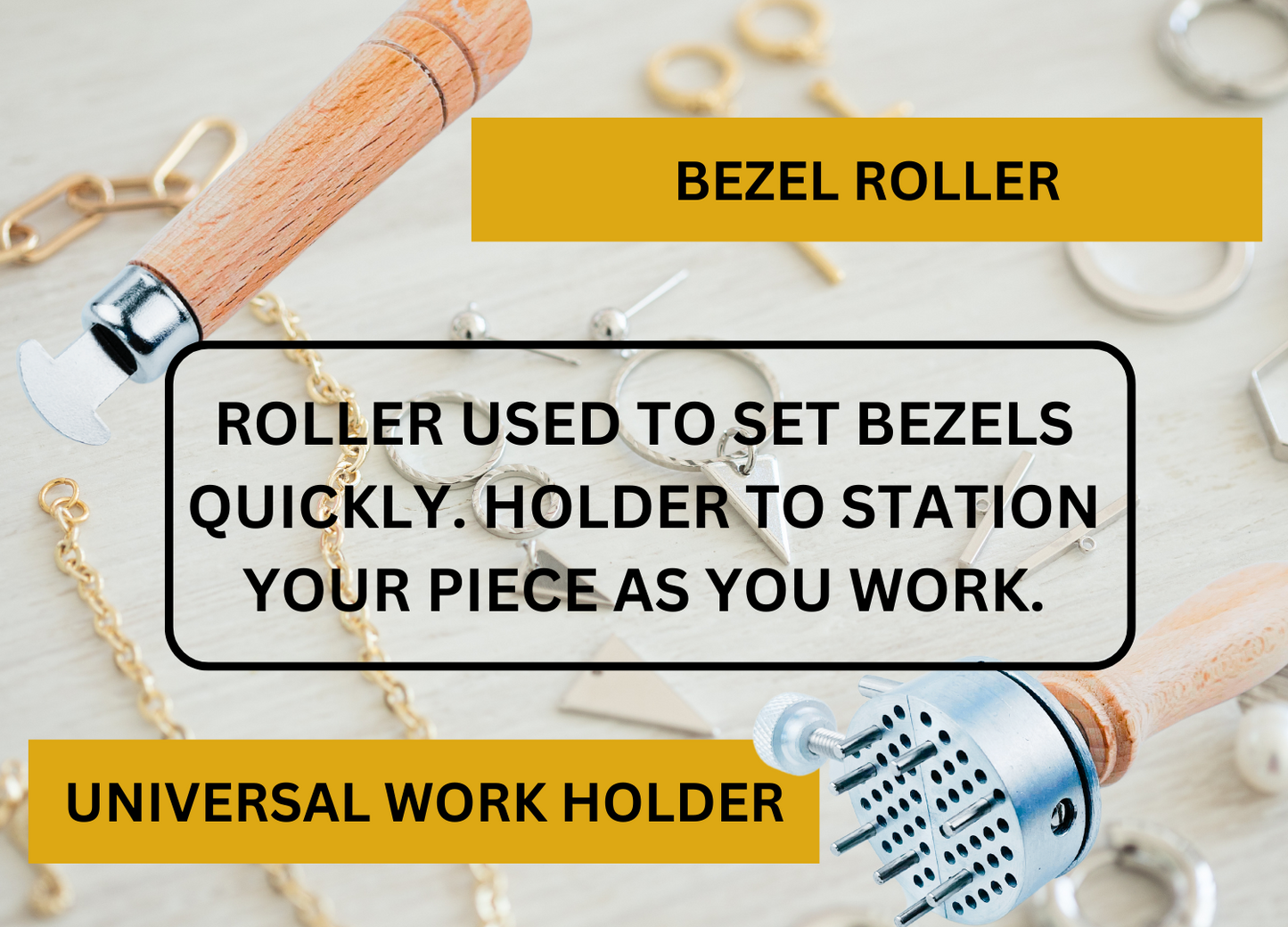 Jeweler's Stone & Ring Working Deluxe Set - Burnishers, Bezel Roller, Prong Pushers, & Vise - KIT-TJ9783-3