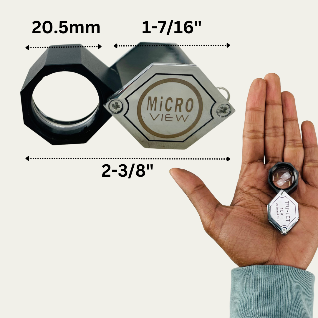 Hexagonal Frame Triple Glass Lens Jeweler's Loupe - 10X Power - MG-02410 - ToolUSA