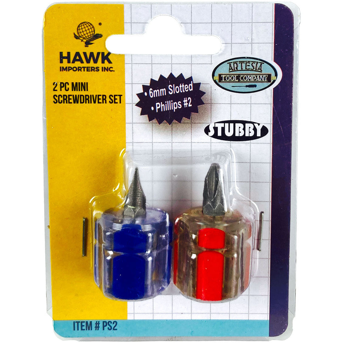 1.5" Short Stubby Screwdriver 2 Piece Set, One Phillips, One Slotted - PS-89602 - ToolUSA