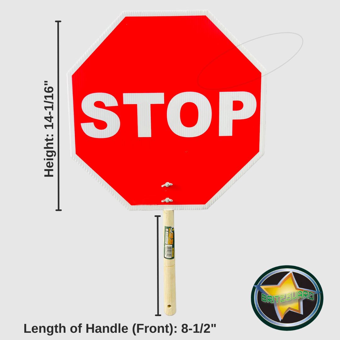 21 Inch, Lightweight Hand-Held Stop Sign In Traditional Octagon Shape - STOP-H - ToolUSA
