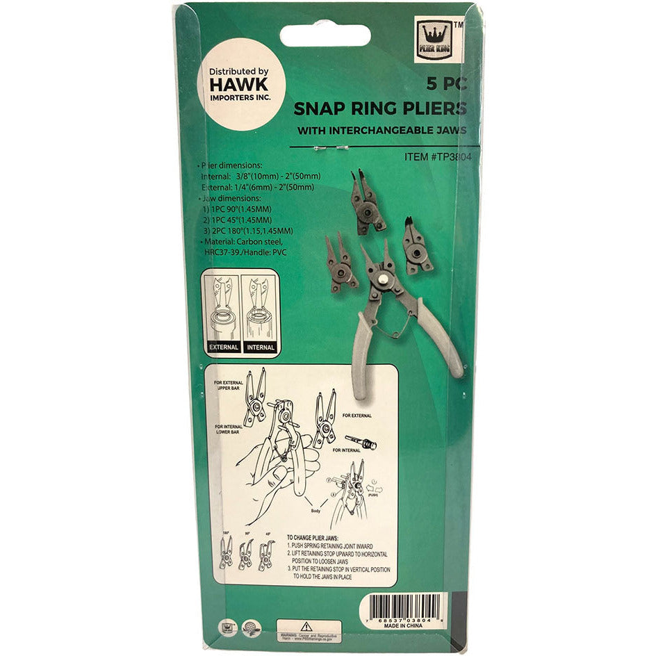 4 Piece Snap Ring Pliers Set (Pack of: 1) - TP3804 - ToolUSA