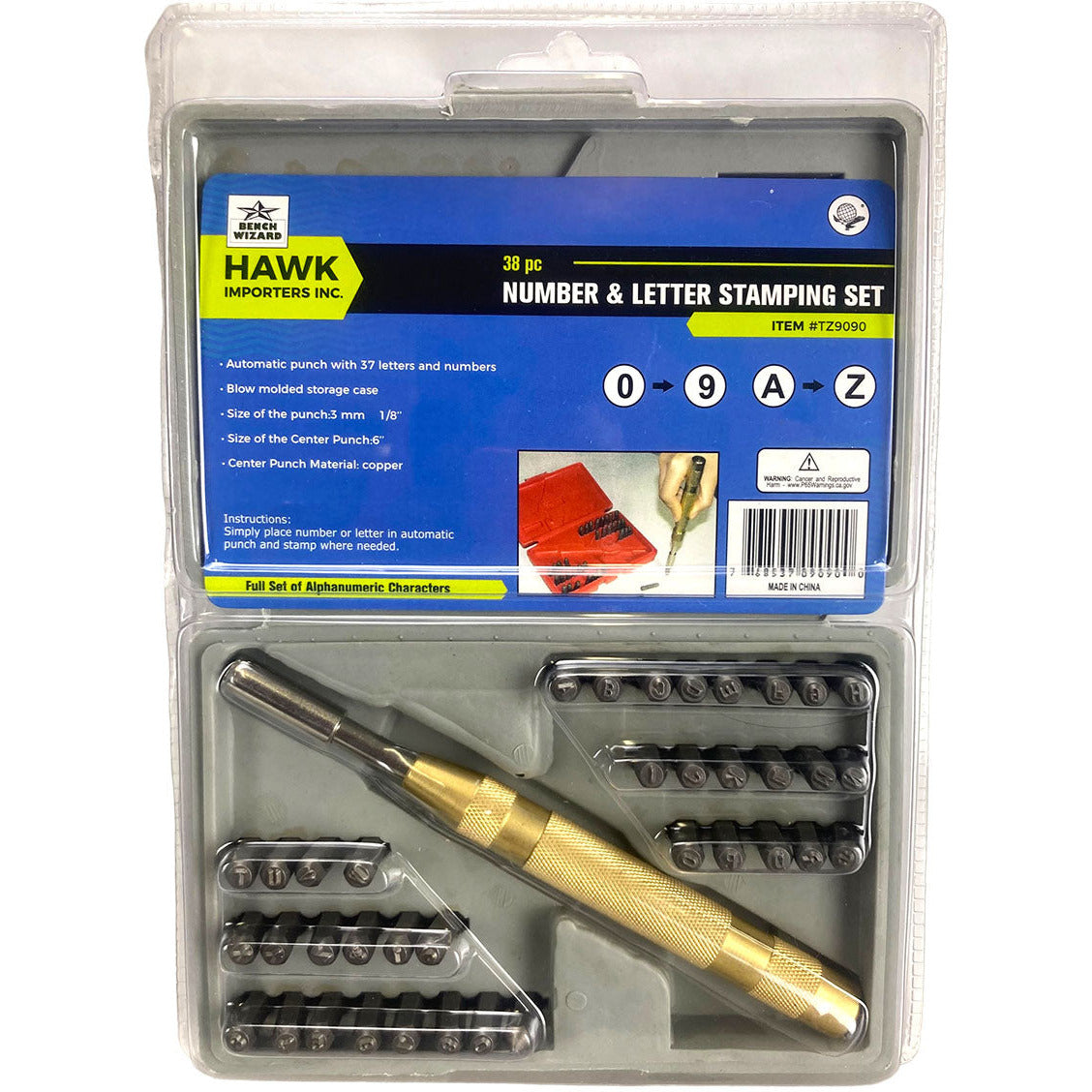 38 Piece Number & Letter Stamping Set - TZ01-09090 - ToolUSA