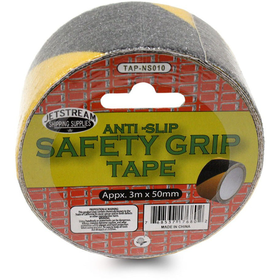 Anti-Slip Black & Yellow Diagonal Striped Safety Tape - 9 Foot x 2 Inch - TAP-NS010 - ToolUSA