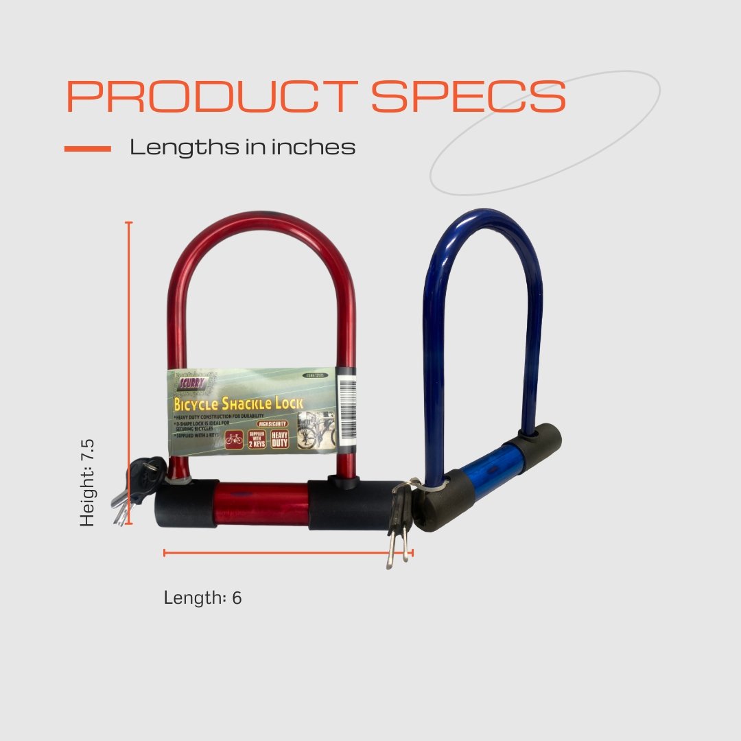 Bicycle Shackle Lock with 2 Keys - TZ-07875 - ToolUSA