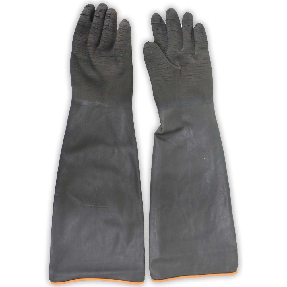 Black Natural Rubber Gloves with Crinkle Finish - ToolUSA