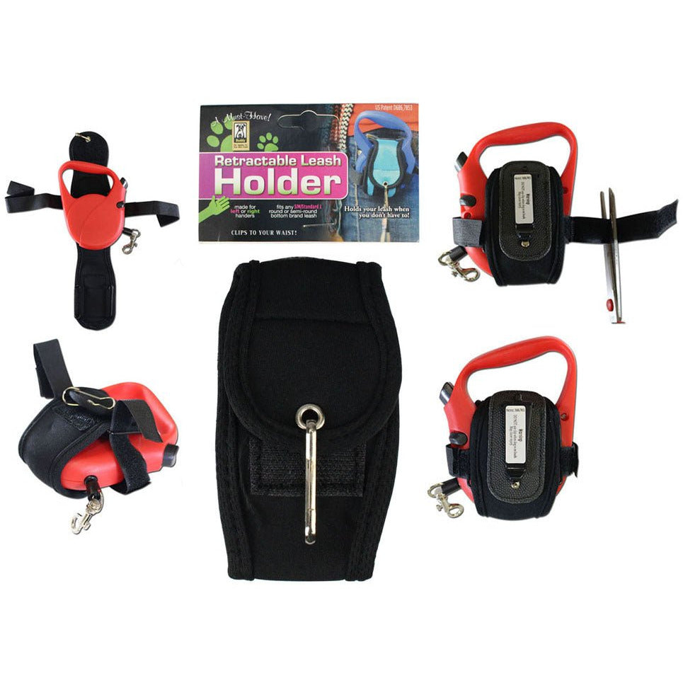 Black Neoprene Belt-Worn Holder For Retractable Leash - B-2300BLACK