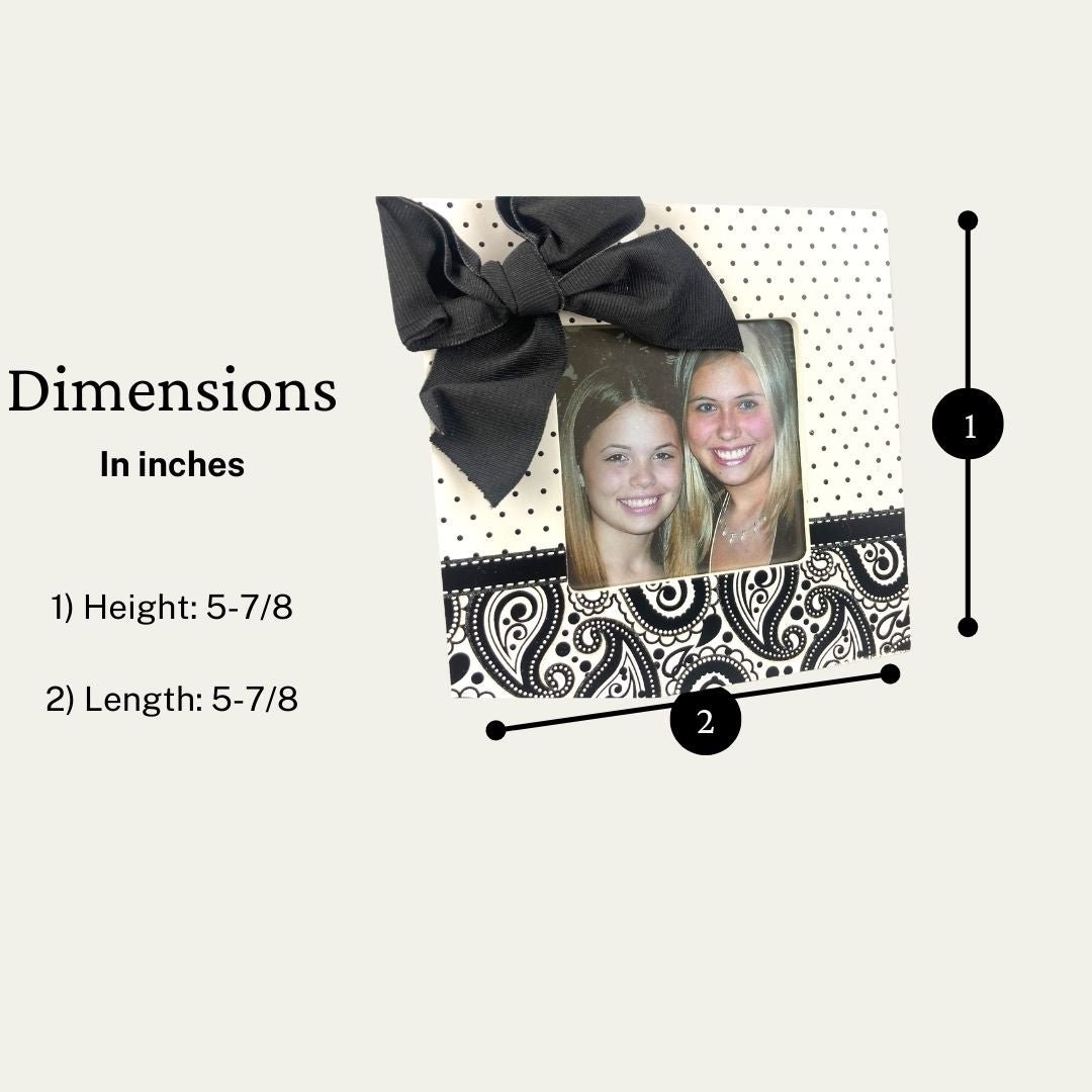 Black Polkadot and Floral Picture Frame, 6 x 6 Inches - HH-WF-10583 - ToolUSA