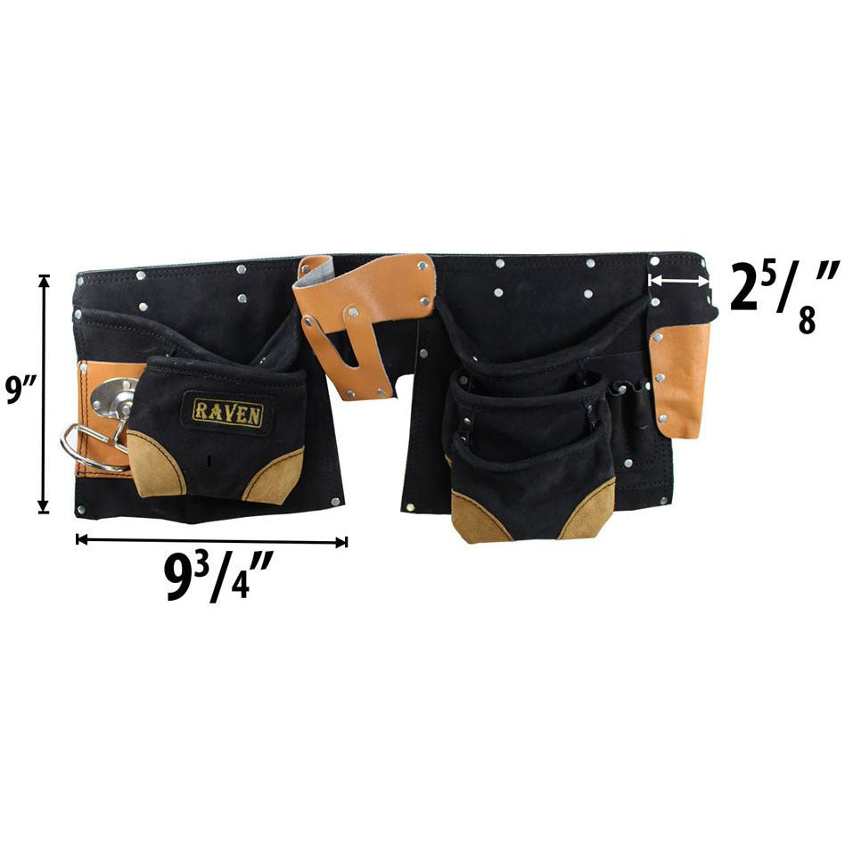 Black Utility Tool Pouch Belt with 11 Pockets - AS2103AA-BLK - ToolUSA