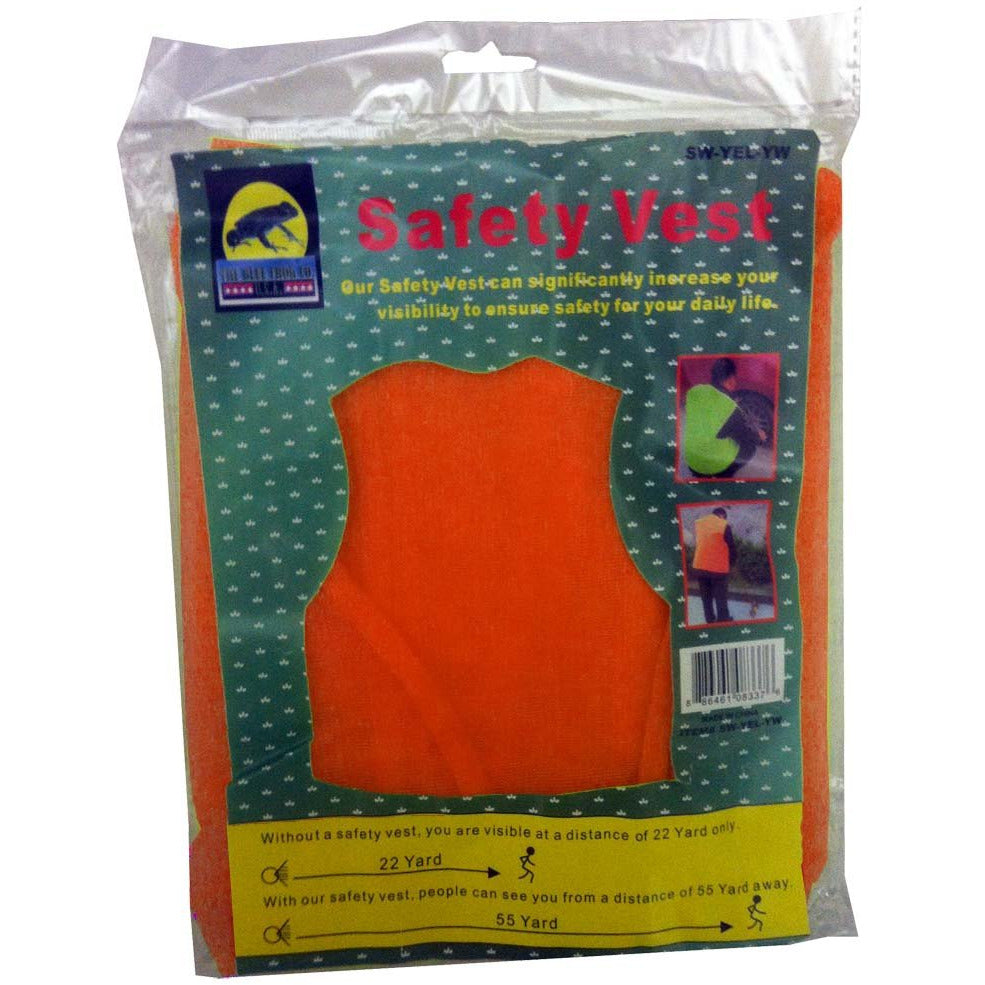 Bright Neon Orange Mesh Safety Vest - Loop & Pile Fastener - SW-SW-RED-YW - ToolUSA