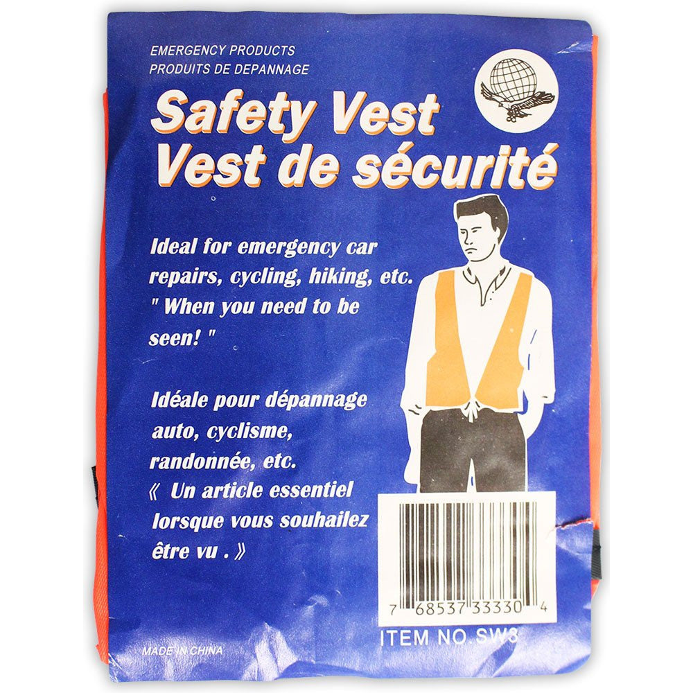 Bright Orange Vinyl Safety Vest - Oversized Arm Holes - Fits Waist Up To 55" - SF-33330 - ToolUSA