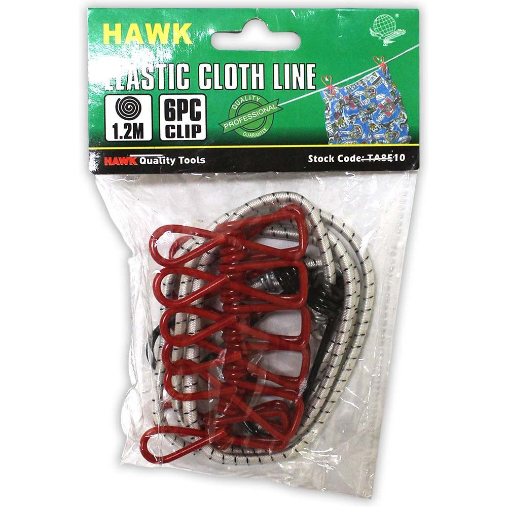 BUNGEE CORD CLOTHES LINE WITH 6 CLIPS - TA-88510 - ToolUSA