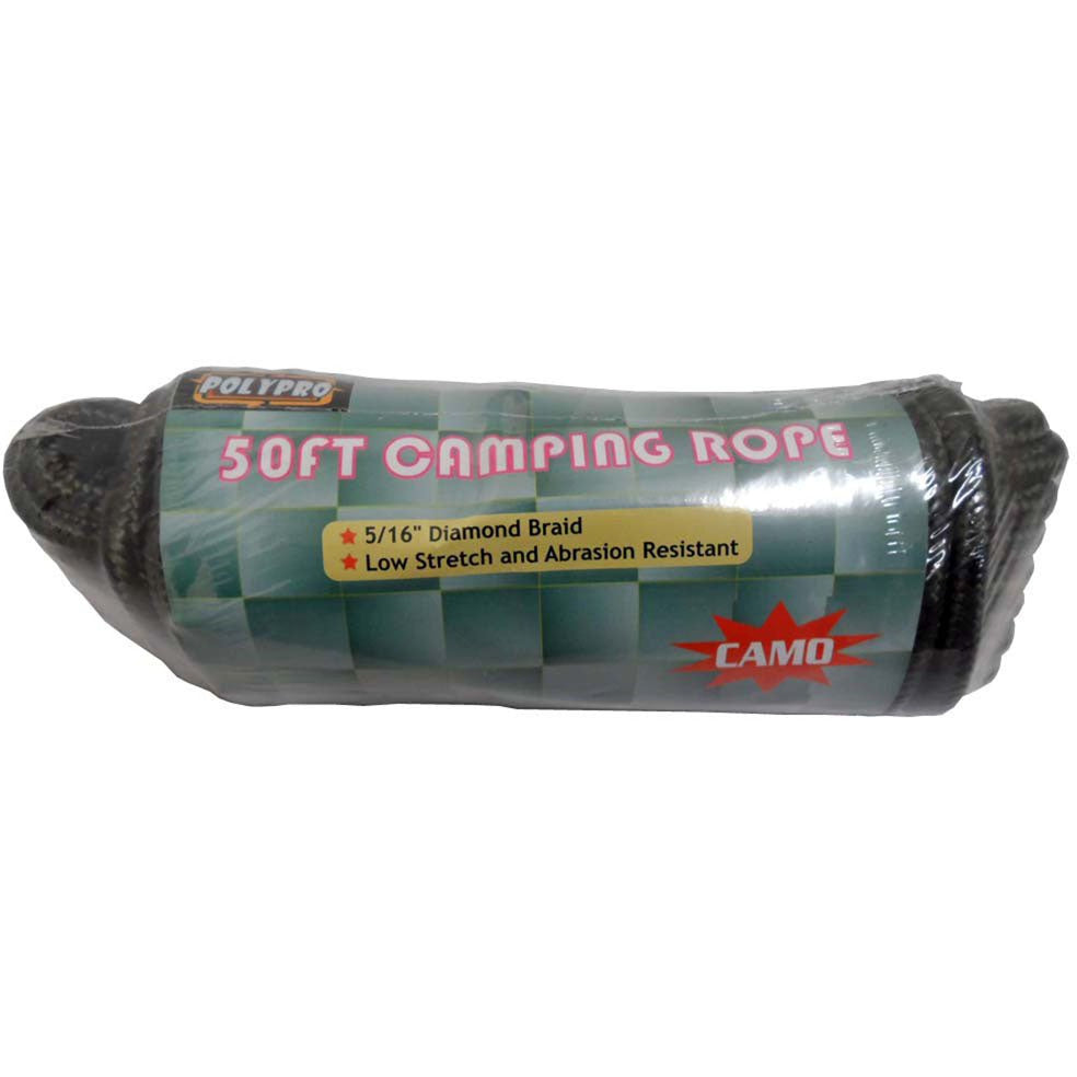 Camping Rope - 8mm x 50 Feet Long - Camouflage Green - TA-1-85165 - ToolUSA