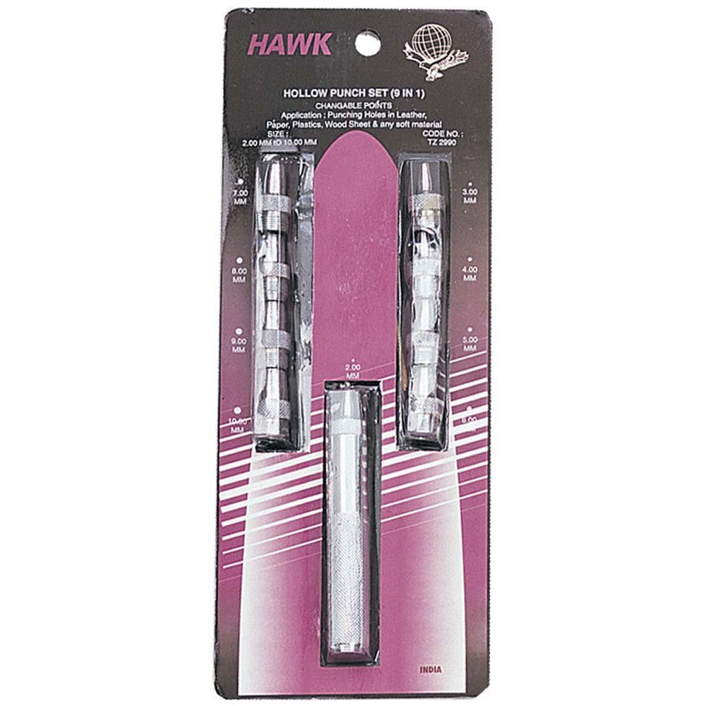 CHANGEABLE-HEAD HOLLOW PUNCH 10-PIECE SET - TZ01-02990 - ToolUSA